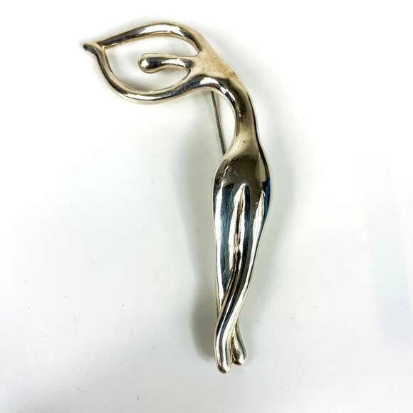 Modernist Sterling Silver Dancing Woman Figure Brooch Pin Ruth Bloch Israel - Picture 1 of 5